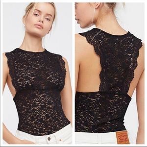 Free People Sure Thang Lace Racerback Tank Size Small
